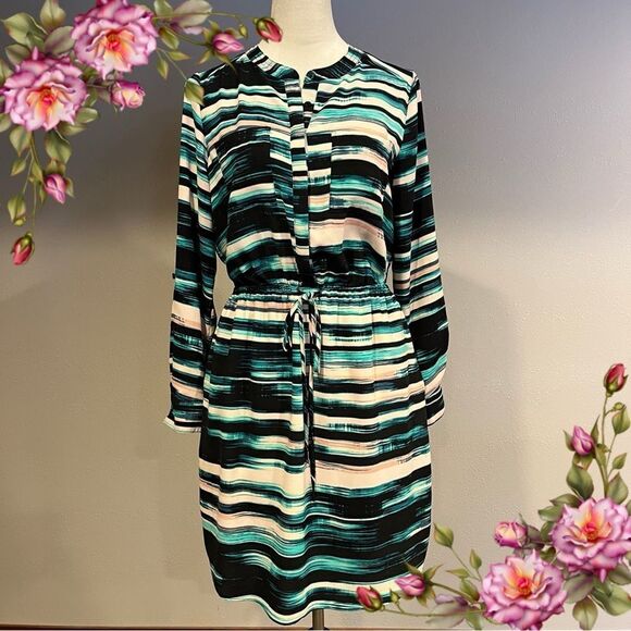 Apt 9 casual Striped green and Black Women's Dress size 6 - Picture 1 of 14